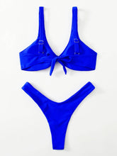 Load image into Gallery viewer, Solid Tie Bikini Padded Bra High Leg Bandage Push Up Bikini Set Brazilian Swimsuit Women Swimwear Rib Bikini Set High Cut Spaghetti Strap Two Piece Swimsuit Bathing Suit