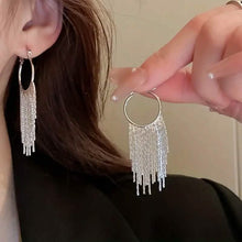Load image into Gallery viewer, Sparkling Tassel Design Dangle Earrings