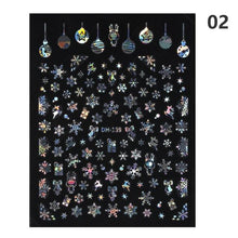 Load image into Gallery viewer, Sparkly Gold Bronzing Christmas 3D Snowflake Nail Stickers Colorful Sliver Glitter Xmas Elk Deer Socks Transfer Foil For Nails Snowflake Nail Art Stickers Decals Christmas Nail 3D Self Adhesive Nail Stickers for Acrylic Nails Snowflake Winter Slider