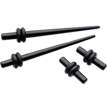 Load image into Gallery viewer, Black Acrylic Straight Plug and Tapers Set of 4