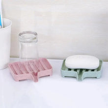 Load image into Gallery viewer, Sponge Holder PP Wheat Straw Storage Rack Drain Soap Box Tray Soapbox 1 Pcs Shower Soap Tray Tool Soap Dish Plate Holder Waterfall Draining Soap Sponge Holder for Shower Kitchen Sink Bathroom Laundry Countertop Face Body Bath Soap, Soap-Saving Dish