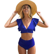 Load image into Gallery viewer, Sporlike Women Ruffle High Waist Swimsuit