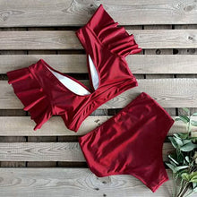 Load image into Gallery viewer, Sporlike Women Ruffle High Waist Swimsuit