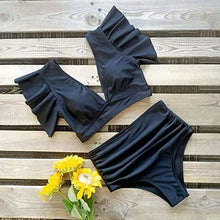 Load image into Gallery viewer, Sporlike Women Ruffle High Waist Swimsuit