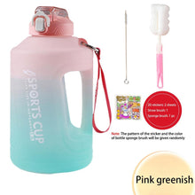 Load image into Gallery viewer, Sport 2l Water Bottle Reminder Plastic Straw Water Bottle Fitness Big Bottles 1500ML / 2300ML / 3800ML 2 liter Sports Drinking Bottle Reusable Easy Clean Sealing Water Bottle with Lanyard for Hiking