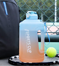 Load image into Gallery viewer, Sport 2l Water Bottle Reminder Plastic Straw Water Bottle Fitness Big Bottles 1500ML / 2300ML / 3800ML 2 liter Sports Drinking Bottle Reusable Easy Clean Sealing Water Bottle with Lanyard for Hiking