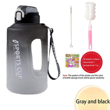 Load image into Gallery viewer, Sport 2l Water Bottle Reminder Plastic Straw Water Bottle Fitness Big Bottles 1500ML / 2300ML / 3800ML 2 liter Sports Drinking Bottle Reusable Easy Clean Sealing Water Bottle with Lanyard for Hiking