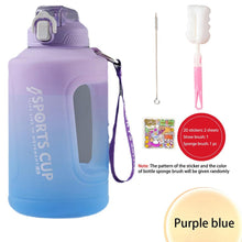 Load image into Gallery viewer, Sport 2l Water Bottle Reminder Plastic Straw Water Bottle Fitness Big Bottles 1500ML / 2300ML / 3800ML 2 liter Sports Drinking Bottle Reusable Easy Clean Sealing Water Bottle with Lanyard for Hiking