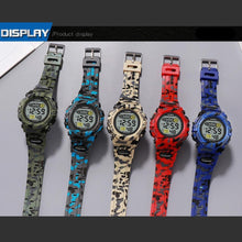 Load image into Gallery viewer, Sports Military Kids Digital Watches Student Childrens Watch Fashion Luminous Led Alarm Camouflage Green Waterproof Digital Sport Watches For Kids Birthday Presents Gifts