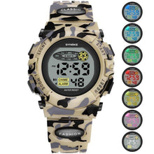 Load image into Gallery viewer, Sports Military Kids Digital Watches Student Childrens Watch Fashion Luminous Led Alarm Camouflage Green Waterproof Digital Sport Watches For Kids Birthday Presents Gifts