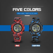 Load image into Gallery viewer, Sports Military Kids Digital Watches Student Childrens Watch Fashion Luminous Led Alarm Camouflage Green Waterproof Digital Sport Watches For Kids Birthday Presents Gifts