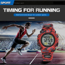 Load image into Gallery viewer, Sports Military Kids Digital Watches Student Childrens Watch Fashion Luminous Led Alarm Camouflage Green Waterproof Digital Sport Watches For Kids Birthday Presents Gifts