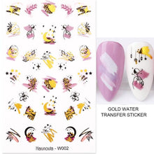 Load image into Gallery viewer, Spring Abtract Stripe Lines Flower Leaves 3D Nail Sticker Black White Butterfly Transfer Decals Slider Nail Art Decoration Decals Sticker For Pretty Girl Self-Adhesive Nail Decals Designer Nail Stickers for Acrylic Nail Art Decals Water Transfer Nail
