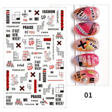Load image into Gallery viewer, Spring Abtract Stripe Lines Flower Leaves 3D Nail Sticker Black White Butterfly Transfer Decals Slider Nail Art Decoration Decals Sticker For Pretty Girl Self-Adhesive Nail Decals Designer Nail Stickers for Acrylic Nail Art Decals Water Transfer Nail