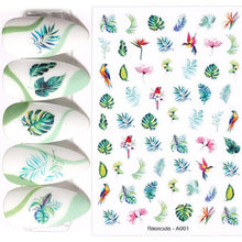 Load image into Gallery viewer, Spring Abtract Stripe Lines Flower Leaves 3D Nail Sticker Black White Butterfly Transfer Decals Slider Nail Art Decoration Decals Sticker For Pretty Girl Self-Adhesive Nail Decals Designer Nail Stickers for Acrylic Nail Art Decals Water Transfer Nail