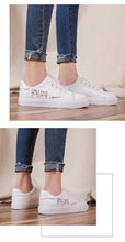 Load image into Gallery viewer, Spring Fashion Breathble Women Sneakers Leather Platform Shoes Women Lace Up Casual Shoes White Fashion Sneakers White PU Leather Platform Sneaker For Women Lace Up Walking Sneakers