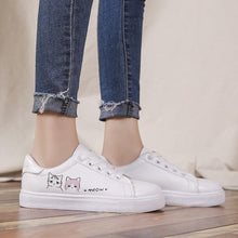 Load image into Gallery viewer, Spring Fashion Breathble Women Sneakers Leather Platform Shoes Women Lace Up Casual Shoes White Fashion Sneakers White PU Leather Platform Sneaker For Women Lace Up Walking Sneakers