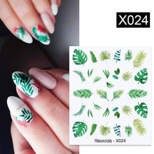 Load image into Gallery viewer, Spring Simple Green Theme Water Decal Sticker Flower Leaf Tree Summer Slider For Manicuring Nail Art Watermarks Art Decoration Manicure Tools Nail Watermark Decals iridescent Decoration Nail Self-Adhesive Decals Nail Stickers Water Transfer Fresh Nail