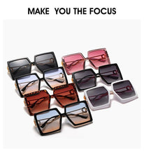 Load image into Gallery viewer, Square Oversized Sunglasses for Women Men Flat Top Fashion Shades Big Frame Sunglasses For Women With Hollow Glasses & New Legs Fashionable Sunglasses For Men & Women
