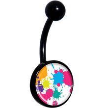 Load image into Gallery viewer, Pink Green Blue Color Splash Black Belly Ring
