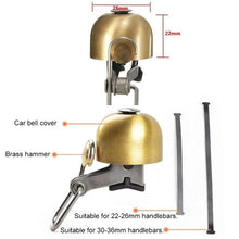 Load image into Gallery viewer, Stainless Bicycle Bell Ring Bike Horn Ordinary Handlebar Bell Horn Crisp Sound Safety Bike Alarm Bell With Mounting Lock Plate Bicycle Bike Bell Classic Bicycle Bell Makes Loud Sound For Road Bike Mountain Bike Sports