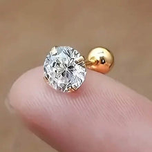 Load image into Gallery viewer, Stainless Steel 18K Gold Four-Claw Twisted Ball Zirconia Earrings