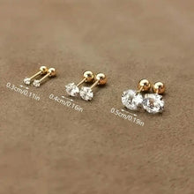 Load image into Gallery viewer, Stainless Steel 18K Gold Four-Claw Twisted Ball Zirconia Earrings
