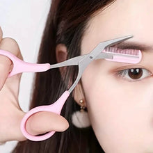 Load image into Gallery viewer, Stainless Steel Eyebrow Trimmer Set, Curved Eyebrow Razor and Scissors With Comb