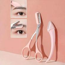 Load image into Gallery viewer, Stainless Steel Eyebrow Trimmer Set, Curved Eyebrow Razor and Scissors With Comb