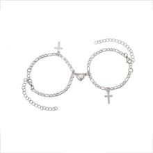 Load image into Gallery viewer, Stainless Steel Heart Shaped Magnet Attraction Bracelet For Couples Paired Bracelets Magnetic Heart Bracelet For Couples Mutual Attraction Cuban Chain Elegant Bracelet Couple Bracelets