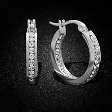 Load image into Gallery viewer, Stainless Steel Huggies Adorned with Swarovski Crystals