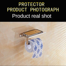 Load image into Gallery viewer, Stainless Steel Toilet Paper Holder Bathroom Wall Mount Paper Phone Holder Shelf Towel Roll Shelf Accessories Bathroom Tissue Roll Holder With Phone Shelf Stainless Steel Tissue Paper Dispenser Brushed Finished Wall Mount