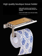 Load image into Gallery viewer, Stainless Steel Toilet Paper Holder Bathroom Wall Mount Paper Phone Holder Shelf Towel Roll Shelf Accessories Bathroom Tissue Roll Holder With Phone Shelf Stainless Steel Tissue Paper Dispenser Brushed Finished Wall Mount
