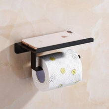 Load image into Gallery viewer, Stainless Steel Toilet Paper Holder Bathroom Wall Mount Paper Phone Holder Shelf Towel Roll Shelf Accessories Bathroom Tissue Roll Holder With Phone Shelf Stainless Steel Tissue Paper Dispenser Brushed Finished Wall Mount