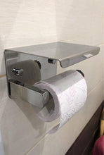 Load image into Gallery viewer, Stainless Steel Toilet Paper Holder Bathroom Wall Mount WC Paper Phone Holder Shelf Towel Roll shelf Accessories Toilet Paper Holder With Phone Shelf Aluminum Bathroom Accessories Tissue Roll Dispenser Storage Rack, Wall Mounted Modern Paper Towel Adapter