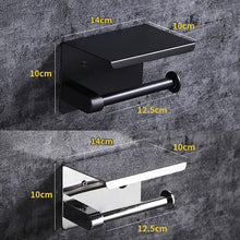 Load image into Gallery viewer, Stainless Steel Toilet Paper Holder Bathroom Wall Mount WC Paper Phone Holder Shelf Towel Roll shelf Accessories Toilet Paper Holder With Phone Shelf Aluminum Bathroom Accessories Tissue Roll Dispenser Storage Rack, Wall Mounted Modern Paper Towel Adapter