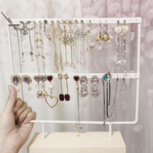 Load image into Gallery viewer, Stand Jewelry Display Organizer Earrings Pendants Bracelets Jewelry Holder With Wooden Base Earrings Storage Rack Metal Jewelry Storage Stand Necklace Rack Ornaments Display Stand Shopping Earring Stand