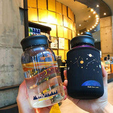 Load image into Gallery viewer, Starry Sky Gradient Glass Water Bottle With Protective Bag Cute Fashion Leak Proof Water Cup for Girls Sport Drink Bottles Creative Glass Water Bottle Portable Outdoor Sport Water Bottles