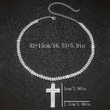 Load image into Gallery viewer, Sterling Silver 925 Luxury Cross Pendant Necklace with Multi-Layer Zircon and Sparkling Rhinestones