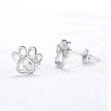 Load image into Gallery viewer, Sterling Silver Paw Stud Earrings