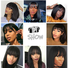 Load image into Gallery viewer, Straight Bob Wig Human Hair Wig With Bangs Short Bob Human Hair Wigs For Women Brazilian Straight Fringe Human Hair Wigs For Black Women Gifts for Girlfriends