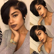 Load image into Gallery viewer, Straight Pixie Cut Wig Side Part Lace Front Human Hair Wigs Pre-plucked for Black Women Brazilian Bob Wig Transparent Lace Wigs Human Hair Wigs For Black Women Gifts for Girlfriends