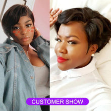 Load image into Gallery viewer, Straight Pixie Cut Wig Side Part Lace Front Human Hair Wigs Pre-plucked for Black Women Brazilian Bob Wig Transparent Lace Wigs Human Hair Wigs For Black Women Gifts for Girlfriends