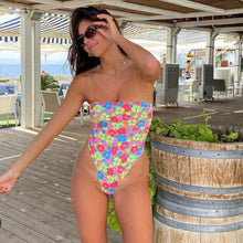 Load image into Gallery viewer, String Bikini Swimsuit Floral Print Swimwear Women Bathing Suit High Waist Bikini Set Beachwear Women's Floral Printed Swimsuit Knotted String Triangle Bikini Tie Side High Cut Cheeky Bikini Set