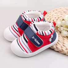 Load image into Gallery viewer, Striped baby toddler shoes non-slip soft bottom velcro