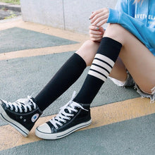 Load image into Gallery viewer, Striped Long Warm Thigh High Stockings Women's Casual Tube Thigh High Socks for School Over Knee High Socks for girls