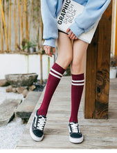 Load image into Gallery viewer, Striped Long Warm Thigh High Stockings Women's Casual Tube Thigh High Socks for School Over Knee High Socks for girls