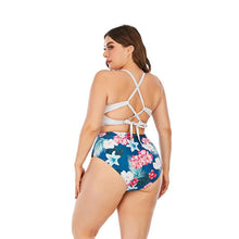 Load image into Gallery viewer, Striped Plus Size Women 2 Pieces Bikini Women's Plus Size Bathing Suits Two Piece High Cut Bikini Sets Waist Swimsuits Swimwear Large Size Swimsuit Off Shoulder High Waist Bathing Suit High Cut Swimwear