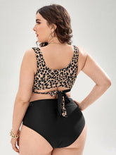 Load image into Gallery viewer, Striped Plus Size Women 2 Pieces Bikini Women's Plus Size Bathing Suits Two Piece High Cut Bikini Sets Waist Swimsuits Swimwear Large Size Swimsuit Off Shoulder High Waist Bathing Suit High Cut Swimwear