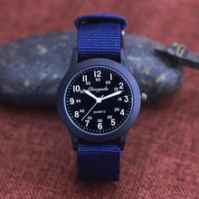 Load image into Gallery viewer, Students Learning Time Quartz Watches Girls Water Resistant Gifts Clock Kids Canvas Fashion Wristwatches Dark Watches For Men Waterproof Field Outdoor Sport Mens Wristwatch With Nylon Band